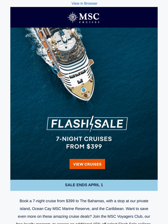 Flash Sale: 7-Night Cruises From $399