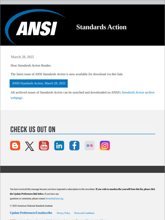 ANSI Standards Action March 28 2025