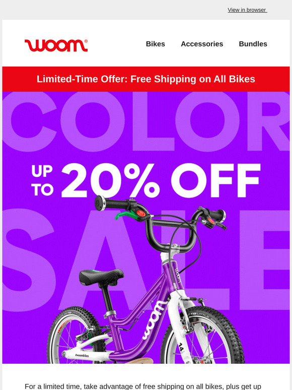 20% Off Select Bikes + Free Shipping