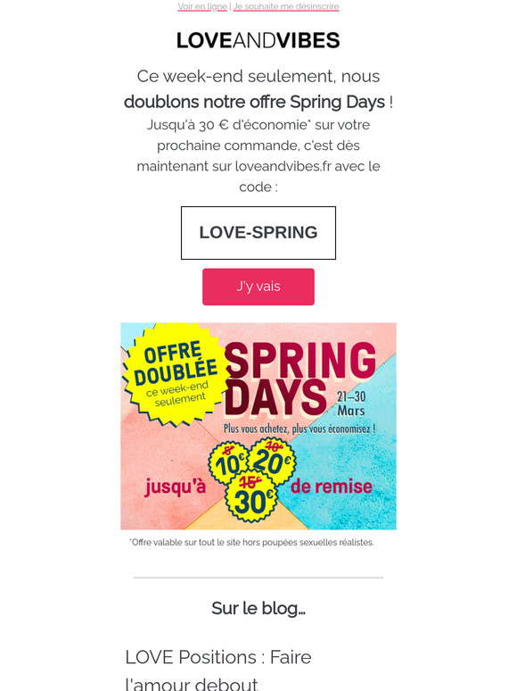 Spring Days : offre doublée ce week-end !