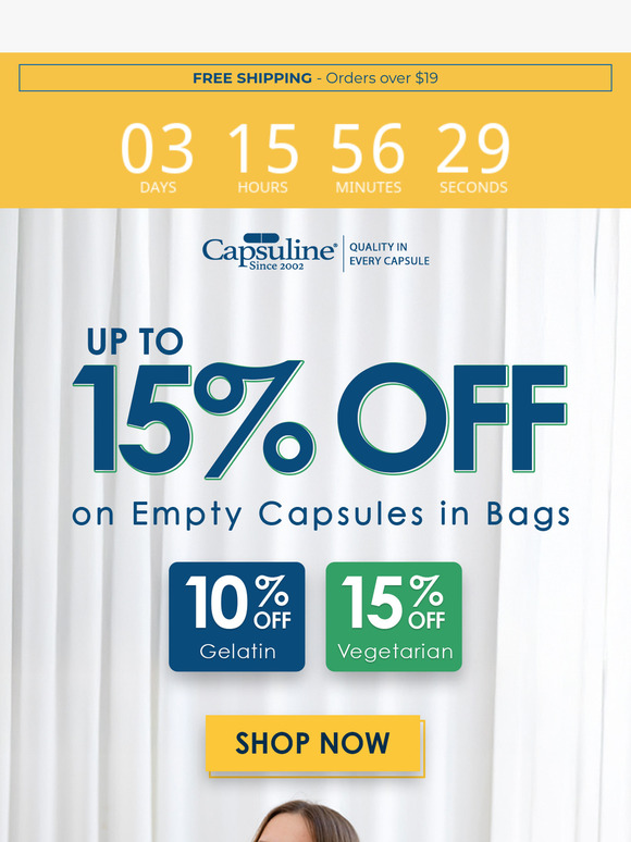 Final Hours: Save Up to 15% on Capsules! ⏳