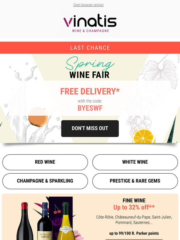 Free Delivery 🚚 Up to 32% Off Wine & Champagne
