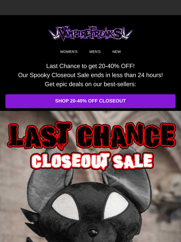 20-40% OFF Closeout Sale ends in a few hours!
