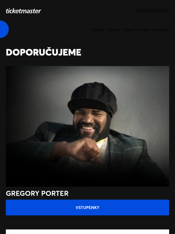 Gregory Porter, David Garrett, Christian Löffler + Ensemble, SOČR & Chinaski a další akce na Ticketmaster!