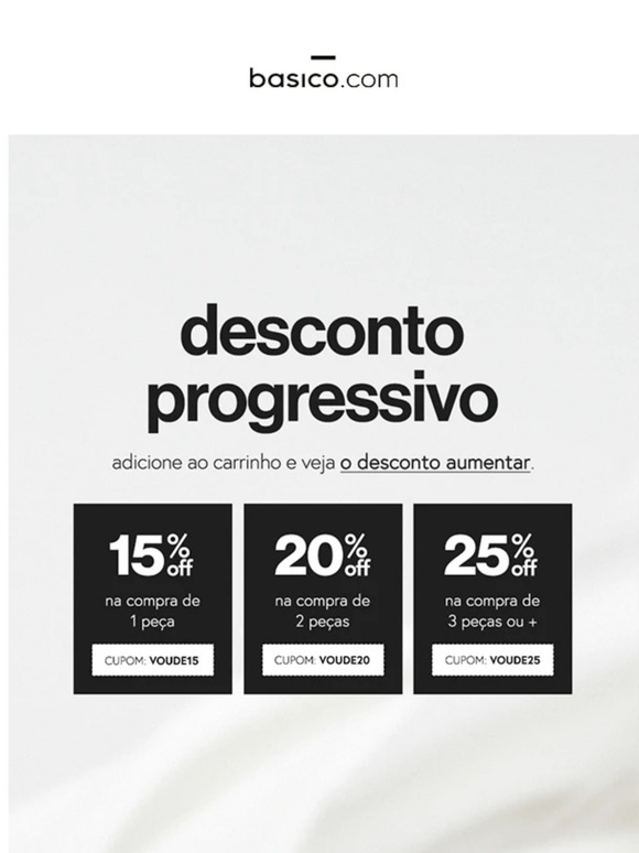 Desconto progressivo em todas as categorias!
