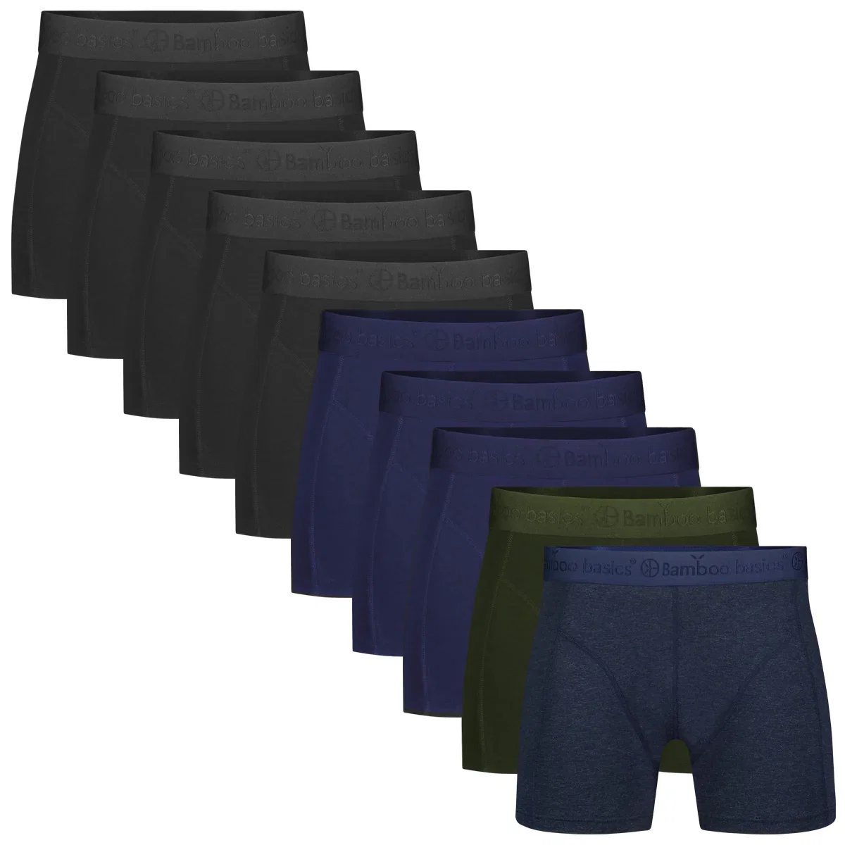 Image of Boxershorts Rico (10-pack) - Zwart, Navy, Army & Jeans Melange
