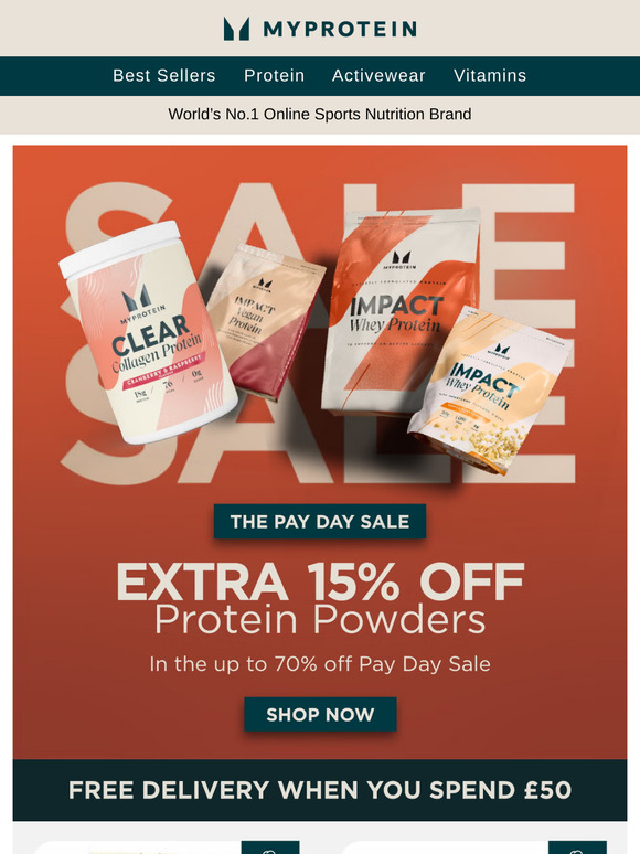 Extra 15% off Protein Powders!