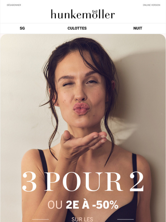 Cadeau de printemps 🌸 Profitez de 3 soutiens-gorge pour le prix de 2 ou de -50% sur le 2ème*!