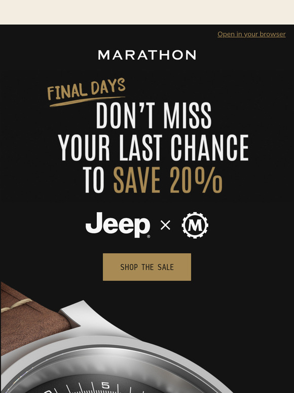 Jeep® x Marathon: Final Days to Save 20%