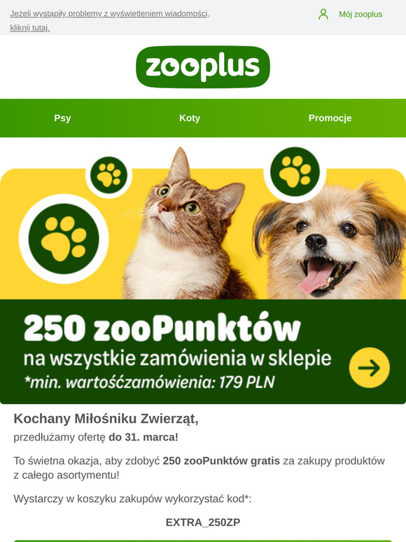 Przedłużamy do 31.3.! Zdobądź 250 zooPunktów!