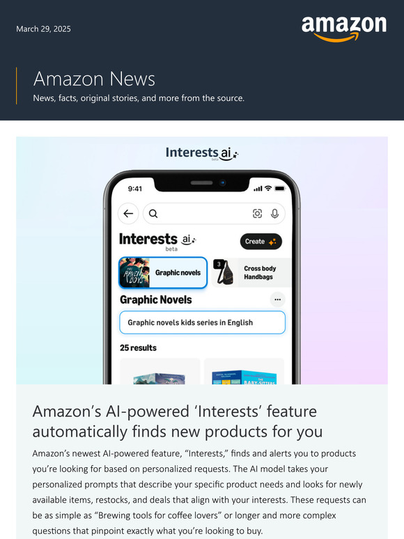 Find products faster with Amazon’s new “Interests” AI tool