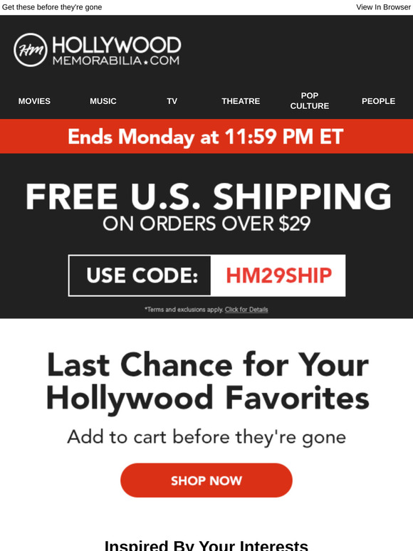 Finalize Your Hollywood Memorabilia Collection...