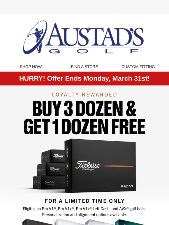 ⏰Hurry! Titleist Pro V1 Buy 3 Get 1 FREE Ends Monday!