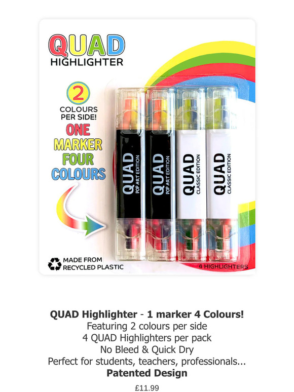 ✨ New! 4-in-1 Quad Highlighter – The Ultimate Pen Upgrade. Save Time and Space. Patented Design