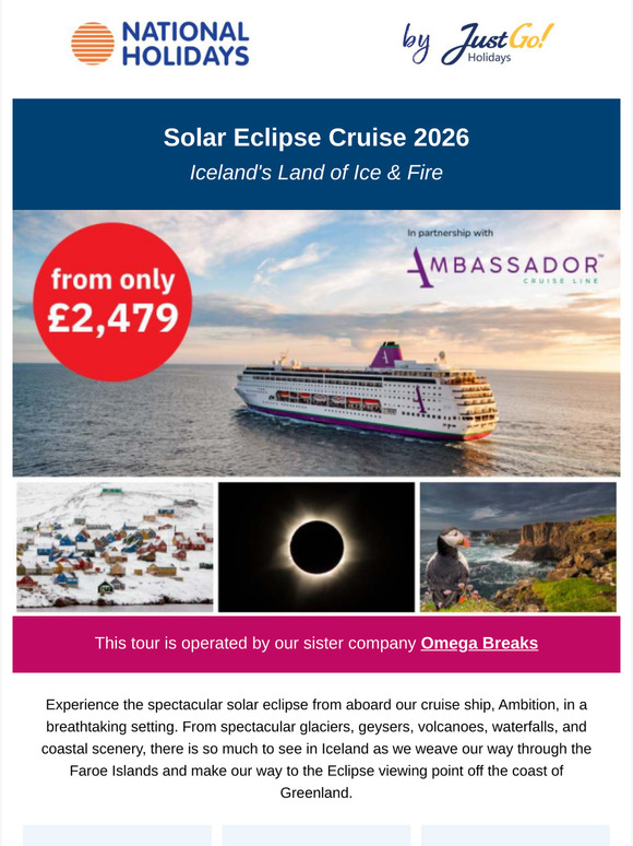 Eclipse 2026: Set sail to Iceland from £2,479pp