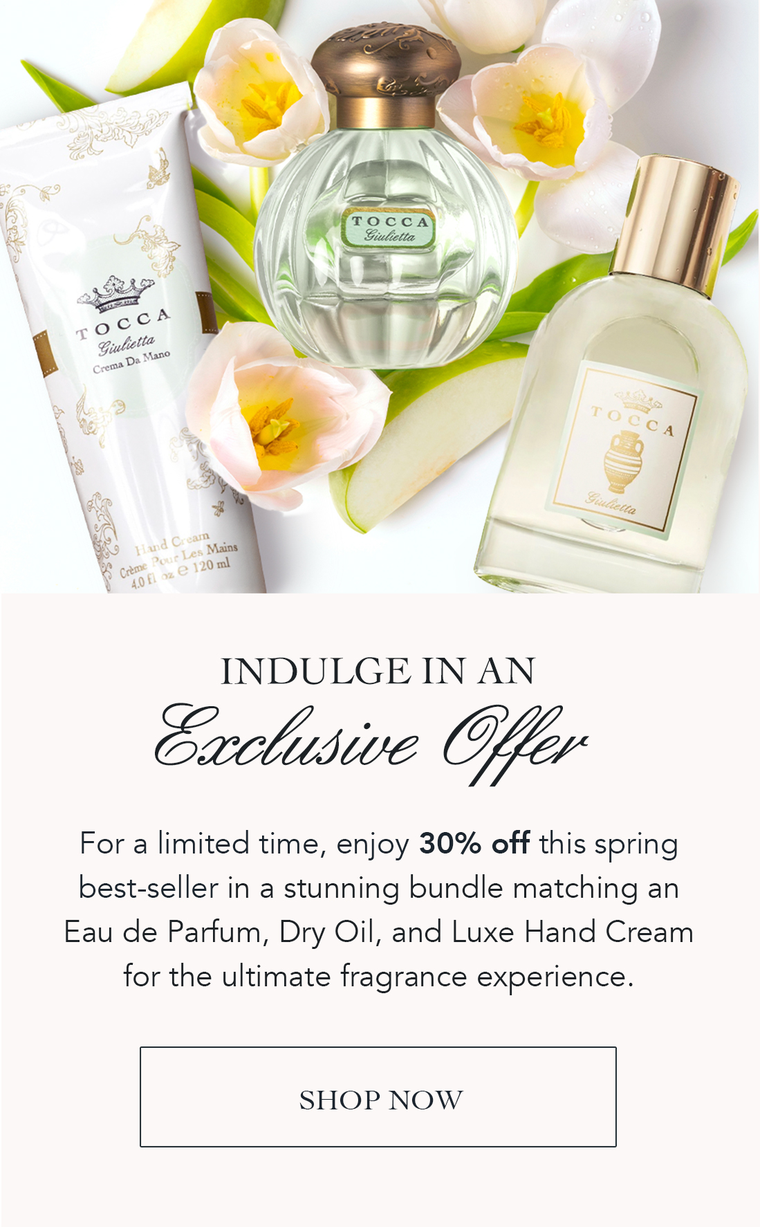 Experience TOCCA's spring best-selling scent with this deluxe bundle