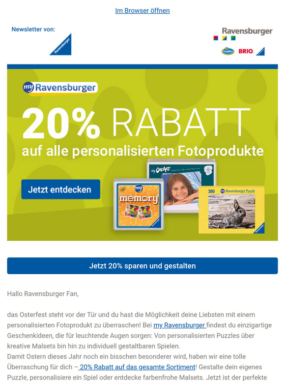 Jetzt Ostergeschenk mit 20% Rabatt* sichern!