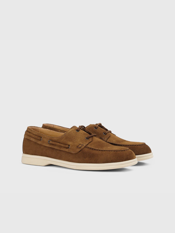“Cinnamon” brown suede two-hole lace-up