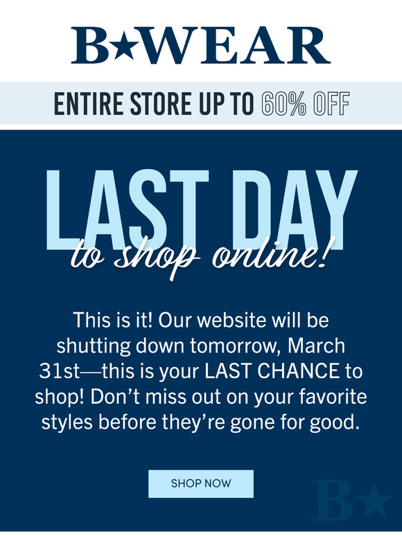 💥 FINAL DAYS! Store closing March 31st!