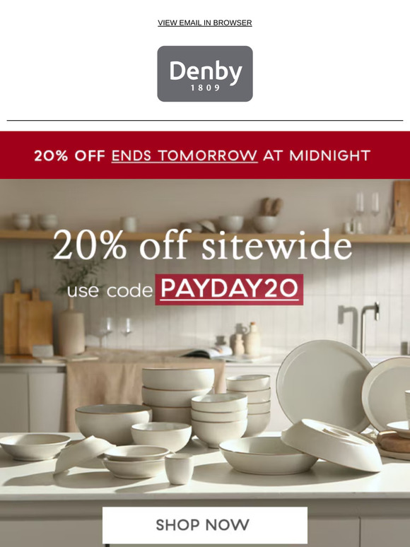 20% OFF everything ends tomorrow!