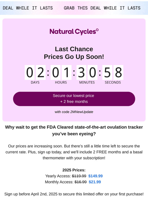 2 days left! Don't miss out on our LOWEST PRICE