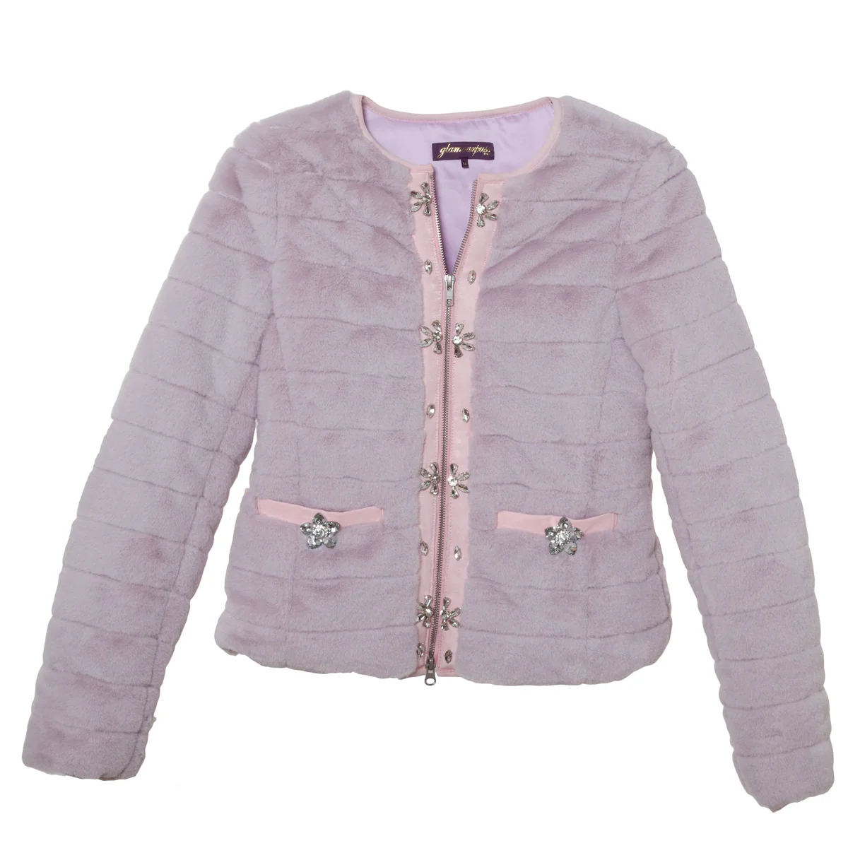 Faux Fur Lavender Crystal Jacket