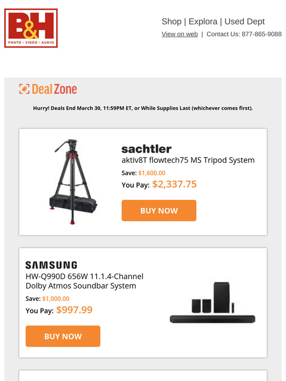 Today's Deals: 💰$1,600.00 OFF! Sachtler aktiv8T flowtech75 MS Tripod System & More!