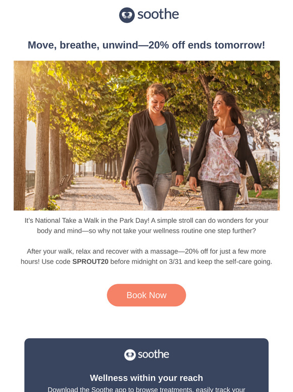 Walk, relax, & save 20% today on National Take a Walk in the Park Day 🌿