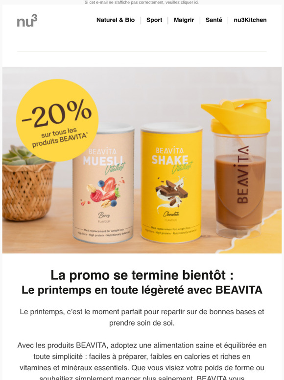Jusqu'à mardi seulement : -20 % sur les produits BEAVITA