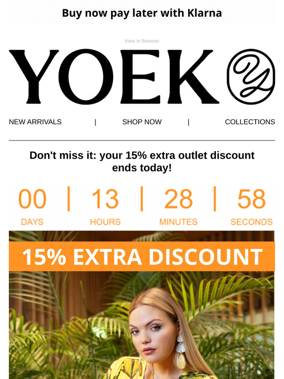🚨 Last chance: 15% extra discount in the OUTLET!