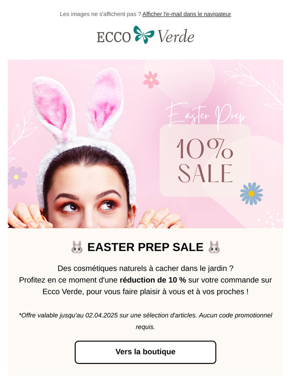 🐰 Pour fêter Pâques, une remise de 10 % sur vos achats ! 🐣