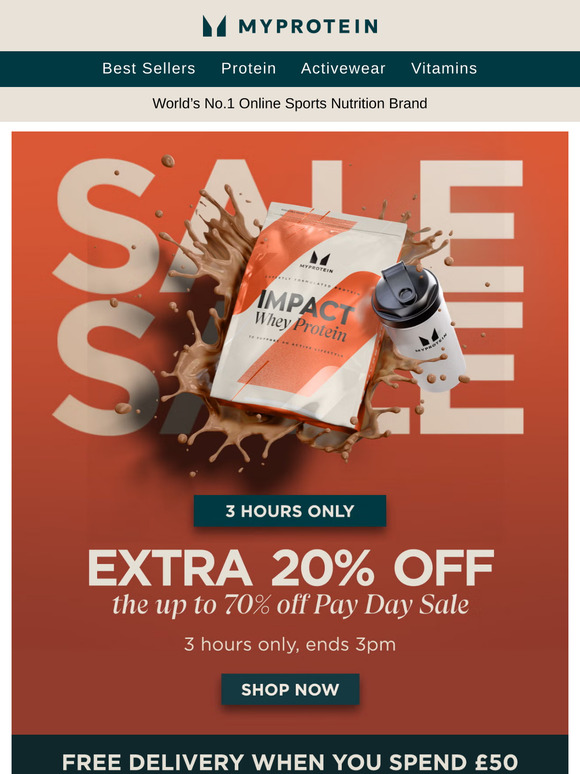 Extra 20% off for 3 Hours ONLY!