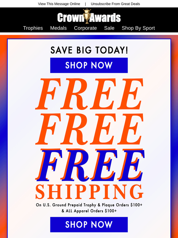🐣 Spring Treat: Free Shipping on Trophies $100+