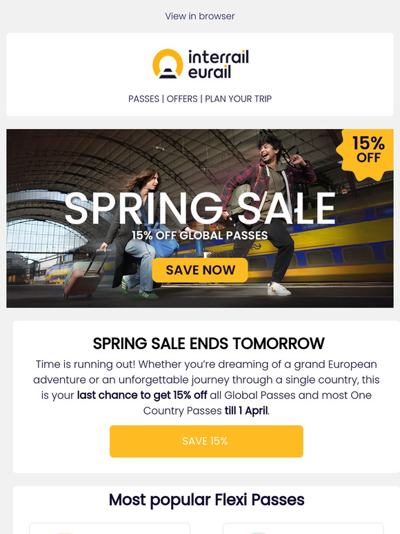 Last chance! 15% off Global Passes 🚂