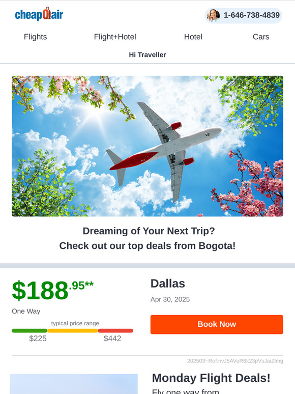 ✈ Monday Flight Deals!  Fly from $77.30