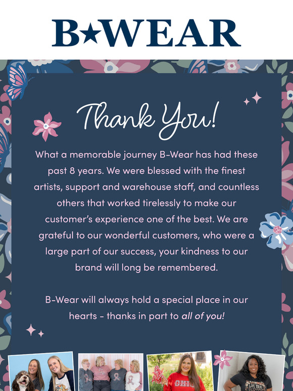 Final Day for B-Wear.com – Thank You for Your Support