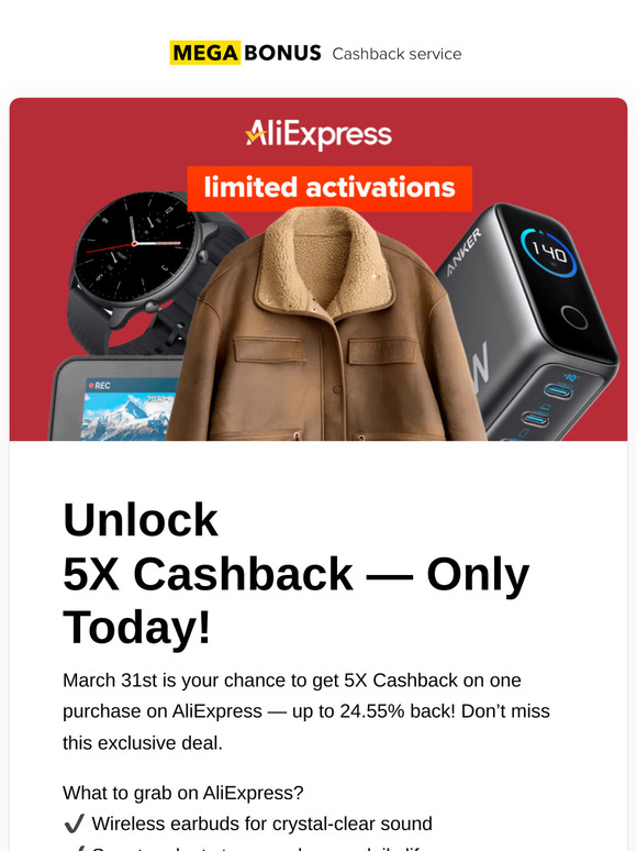 One Day Only – 5X Cashback Boost!