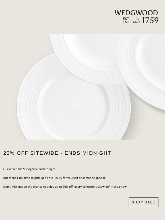 Spring Sale: 20% off sitewide ends tonight