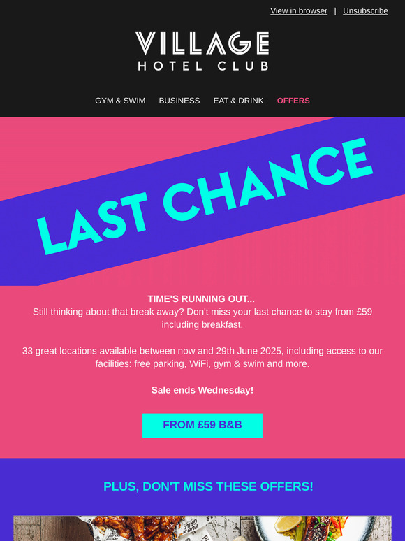 Final call! Rooms from £59 B&B!