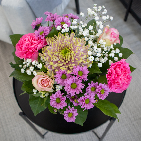Blumenstrauß Pink + gratis Glasvase