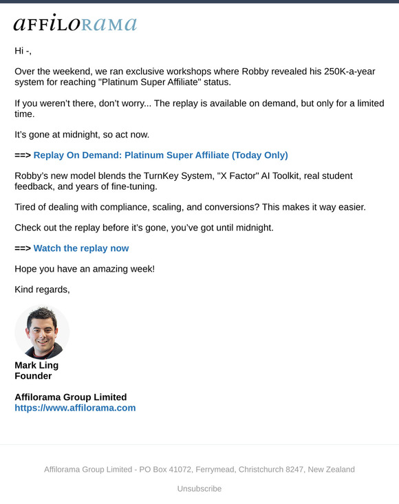 Replay On Demand: Platinum Super Affiliate (Today Only)
