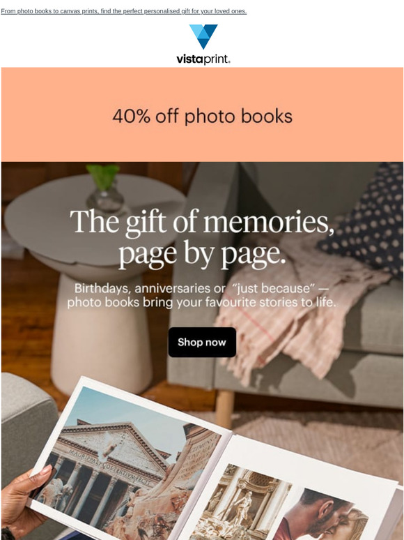 Up to 40% off photo gifts – thoughtful presents for those special moments 💌
