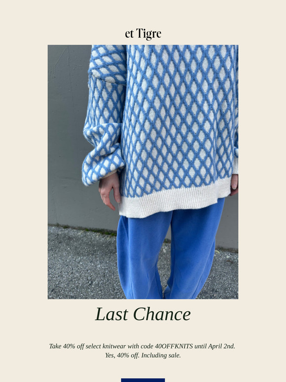Shop Knitwear: 40% Off Ends Soon!