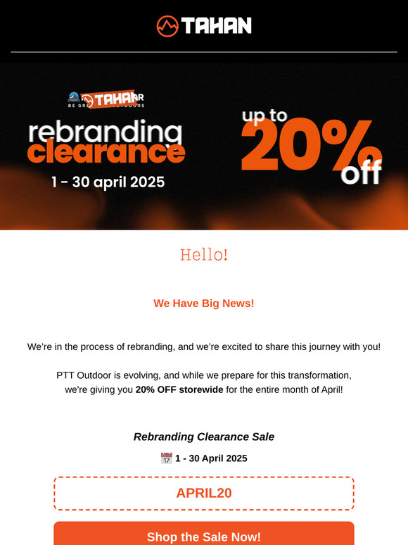 Big News: PTT Outdoor is Rebranding! 🎉 Plus, 20% OFF!
