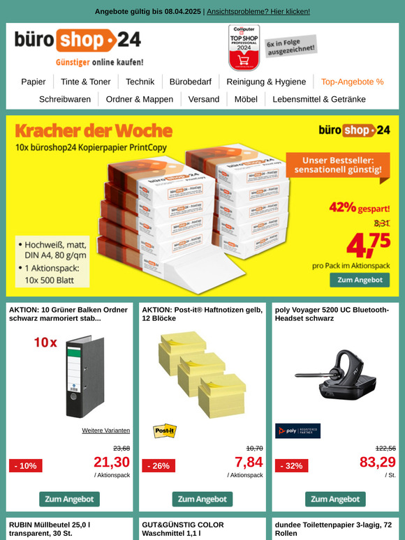 ✔ Herr —: büroshop24 Kopierpapier jetzt sensationell günstig!