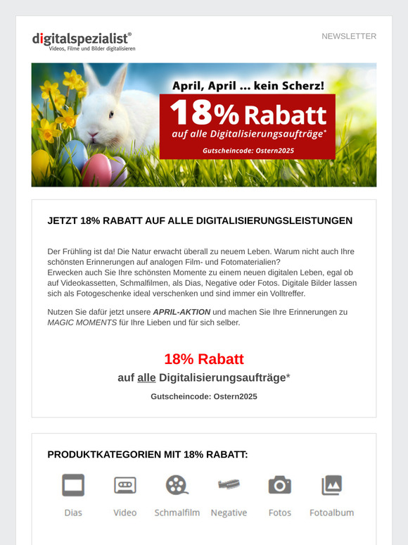 >>> APRIL, APRIL ... KEIN Scherz: Jetzt 18% Rabatt  <<<