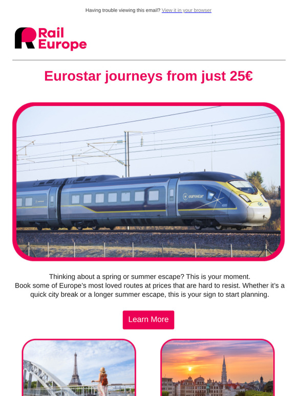 🚄 Travel to London, Paris, Brussels, Cologne and more from 25€!