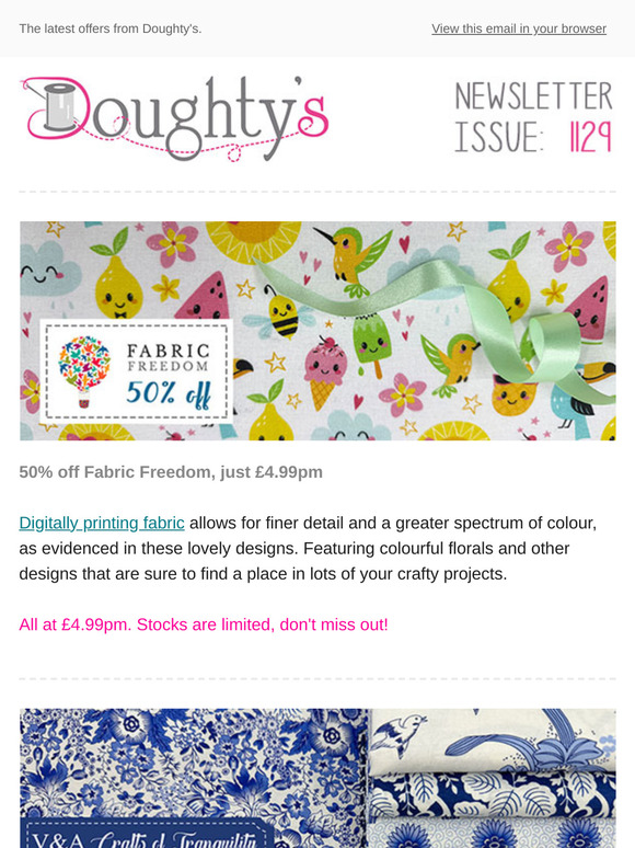 50% off Fabric Freedom, just £4.99pm + V&A 'Crafts Of Tranquility' + Pembrokeshire Roadshow.