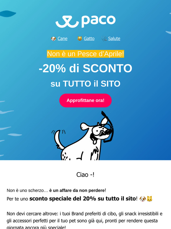 -20% su Tutto... No, non è un Pesce D'Aprile! 🐠