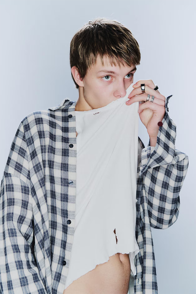 CM X LB CHECKED LONG-SLEEVED UNISEX SHIRT